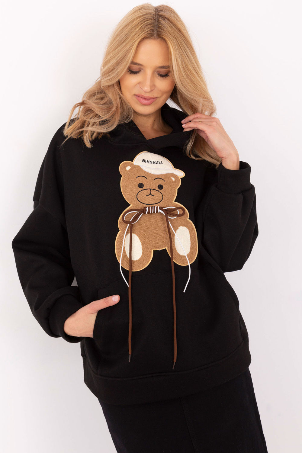 Italy Moda Black Hooded Zip Up Sweatshirt