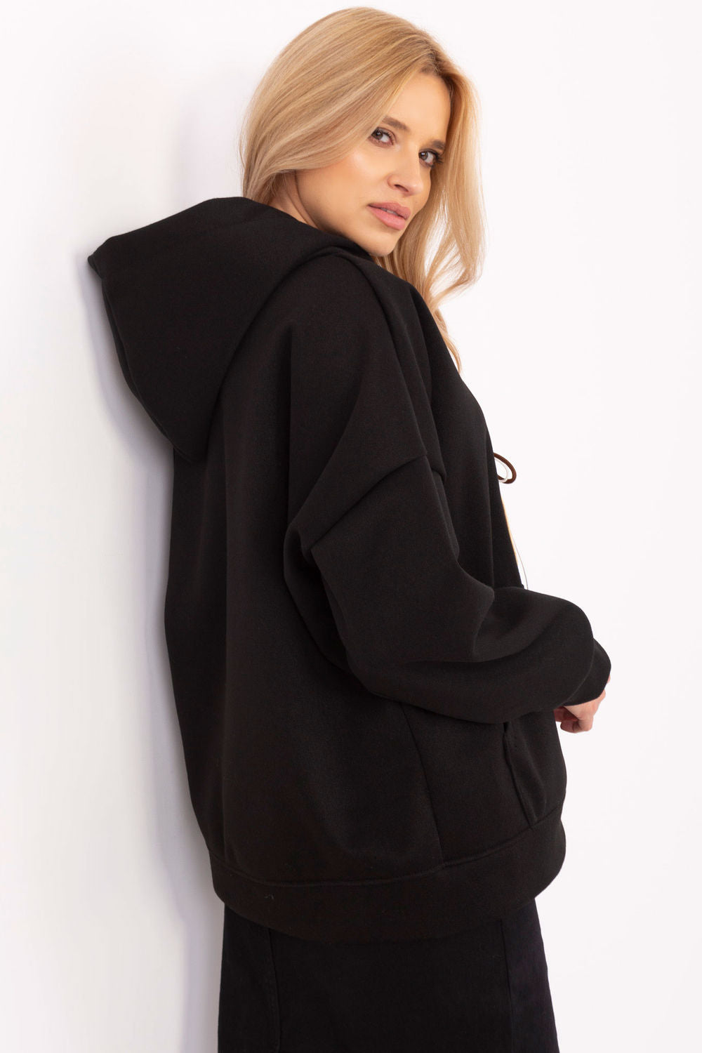 Italy Moda Black Hooded Zip Up Sweatshirt - view 3