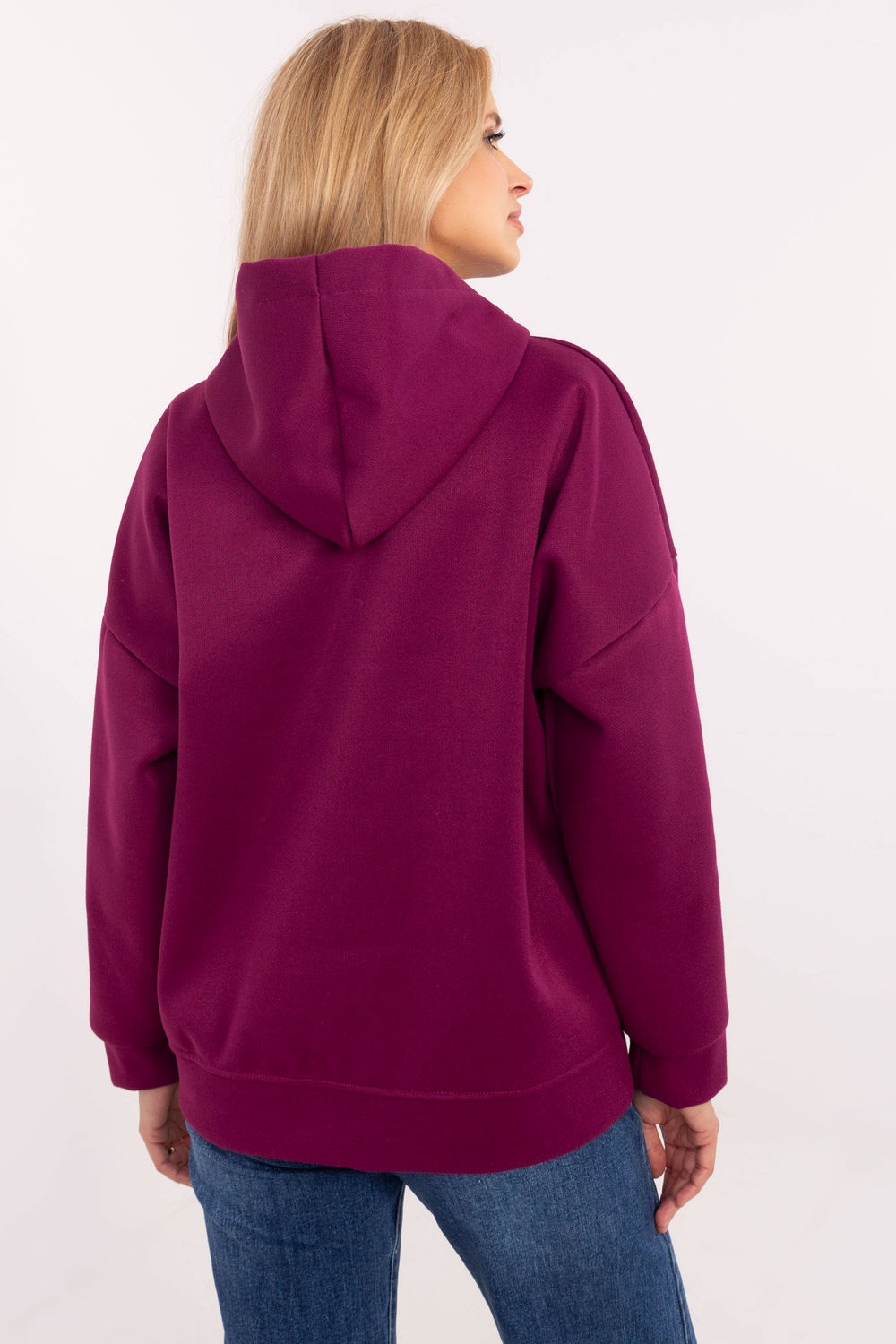 Italy Moda Violet Hooded Zip Up Sweatshirt - view 3
