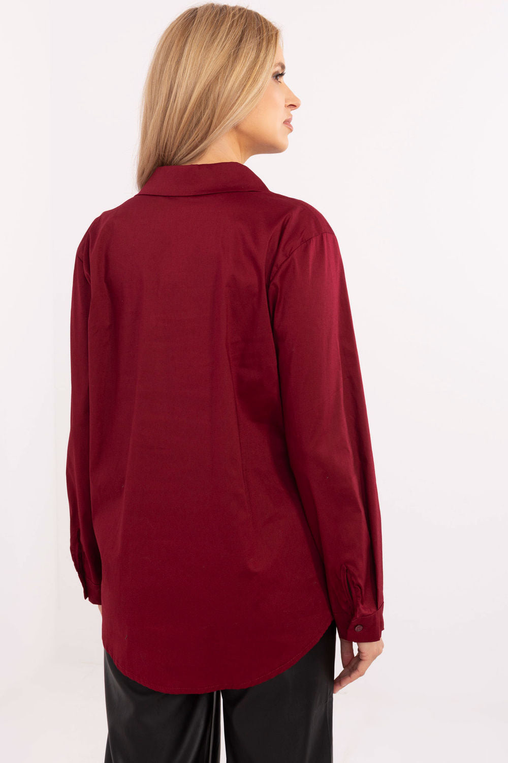 Italy Moda Burgundy Cotton Long Sleeve Top - view 3