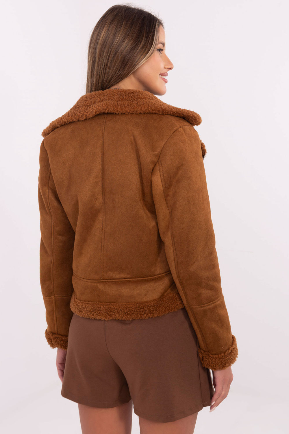 Italy Moda Light Brown Zip Up Long Sleeve Jacket - view 3