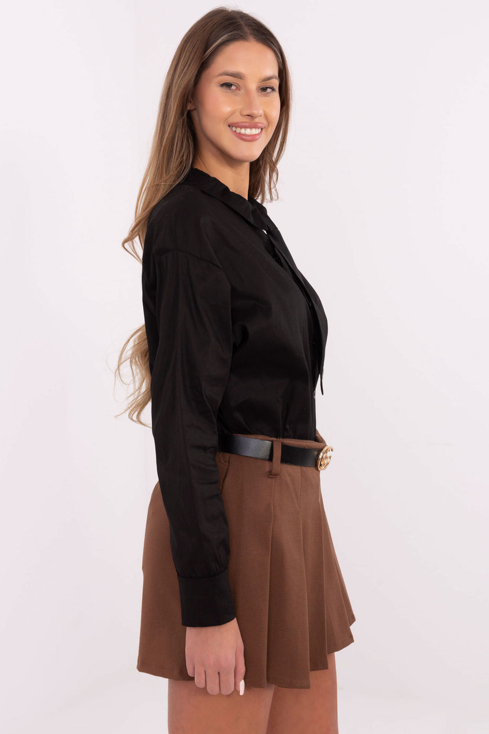 Italy Moda Black Cotton Long Sleeve Top - view 2