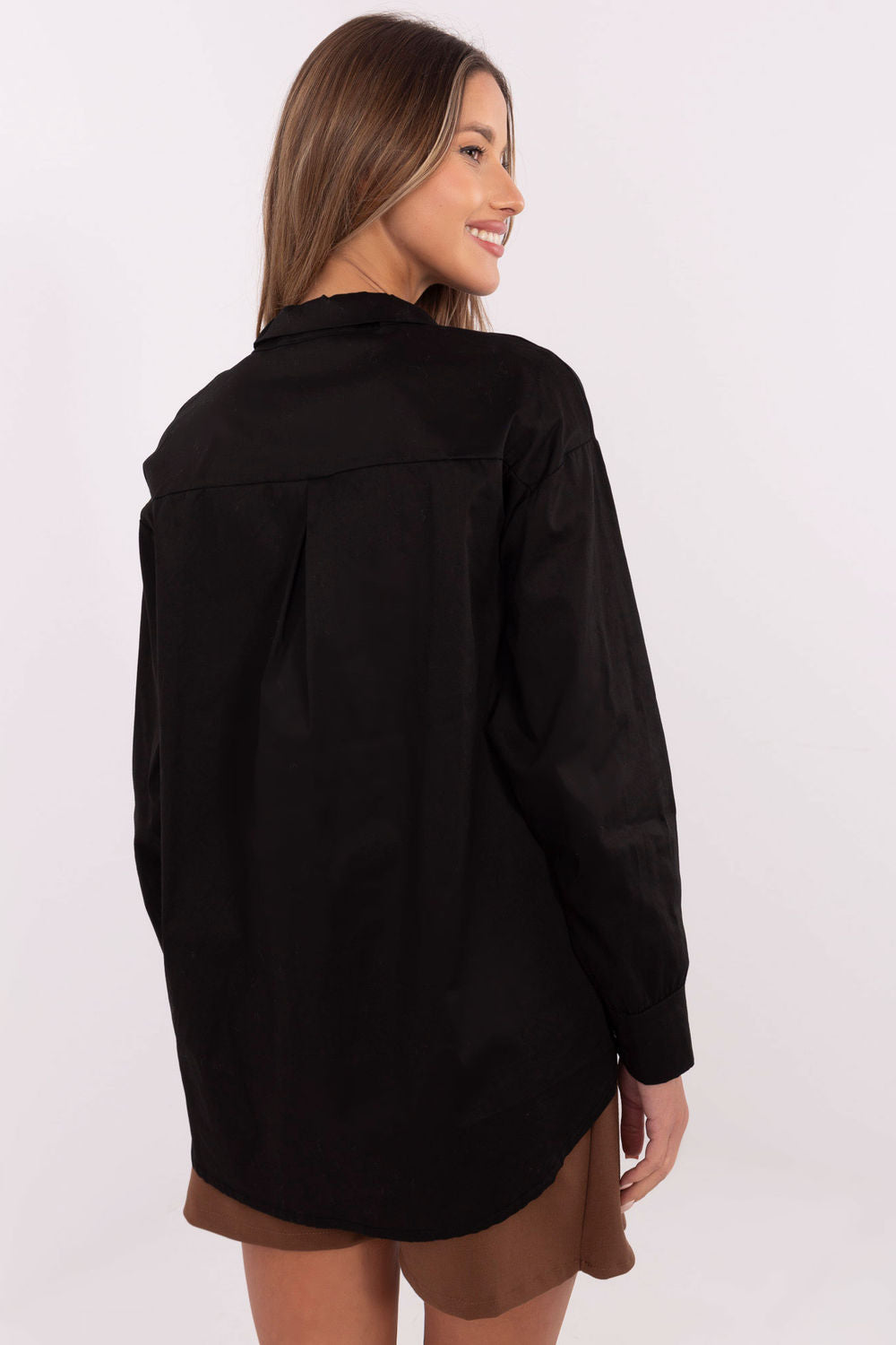 Italy Moda Black Cotton Long Sleeve Top - view 3