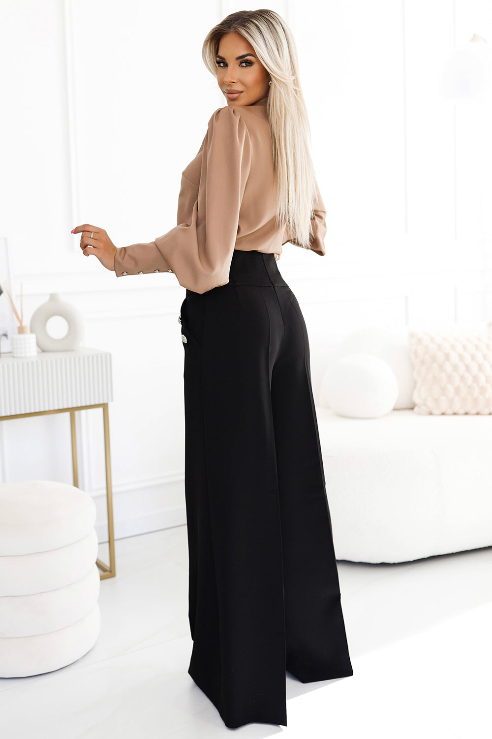 Numoco Black Wide Leg High Waisted Trousers - view 3