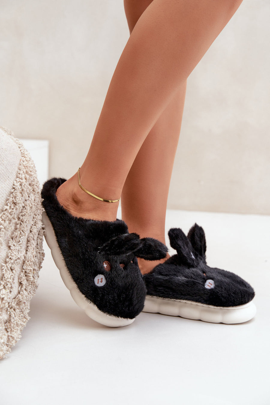 Step In Style Natasha Black Warm Lined Slippers