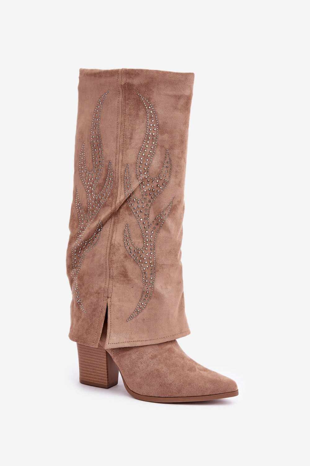 Step In Style Ivilta Dark Beige Faux Suede Heeled Ankle Boots - view 2