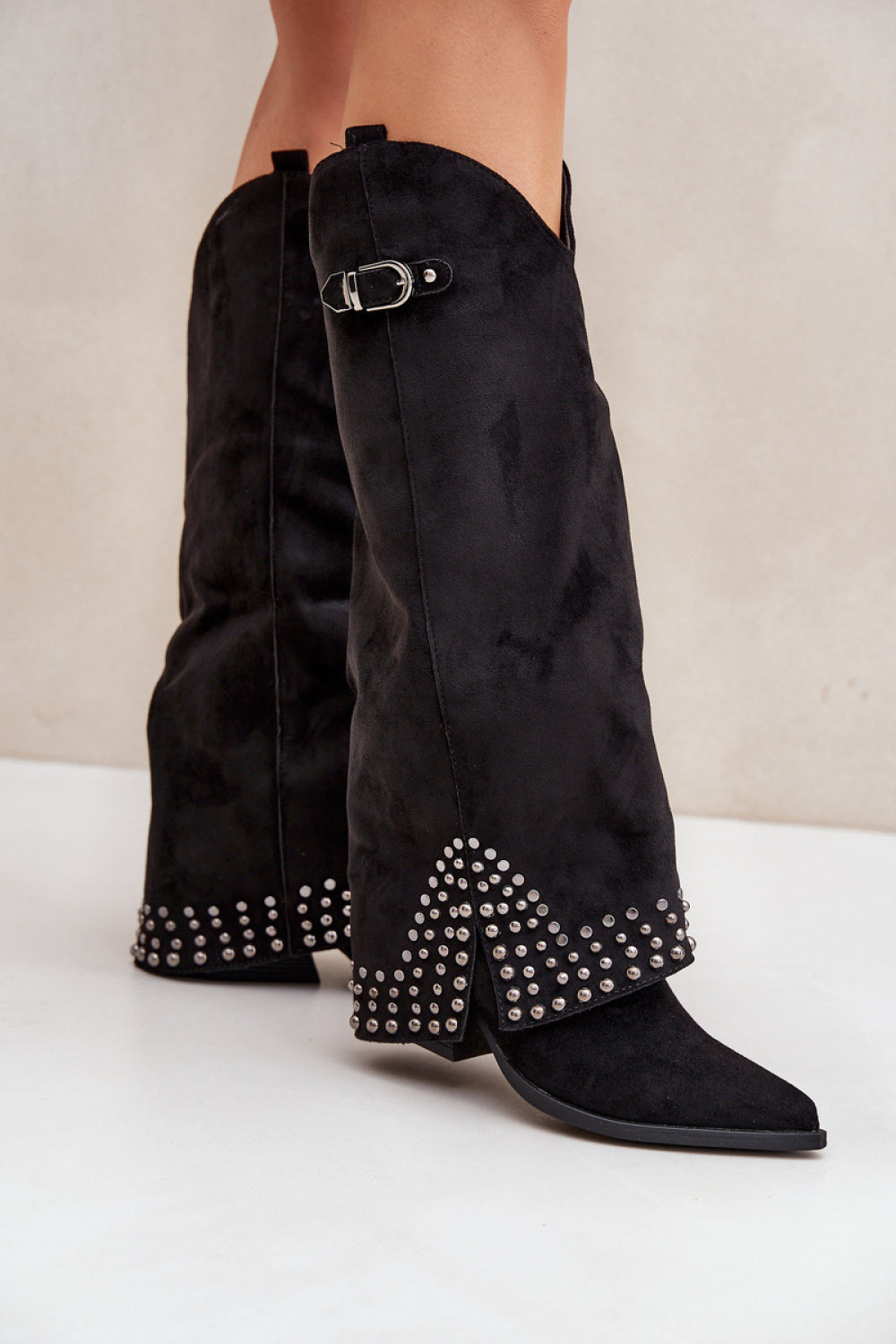 Step In Style Iveliri Black Faux Suede Heeled Ankle Boots - view 3