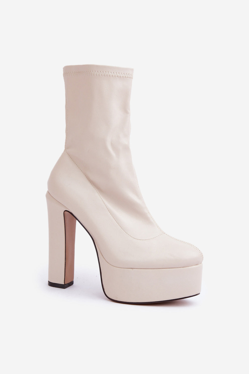 Step In Style Tennira Light Beige Faux Leather Heeled Ankle Boots - view 2