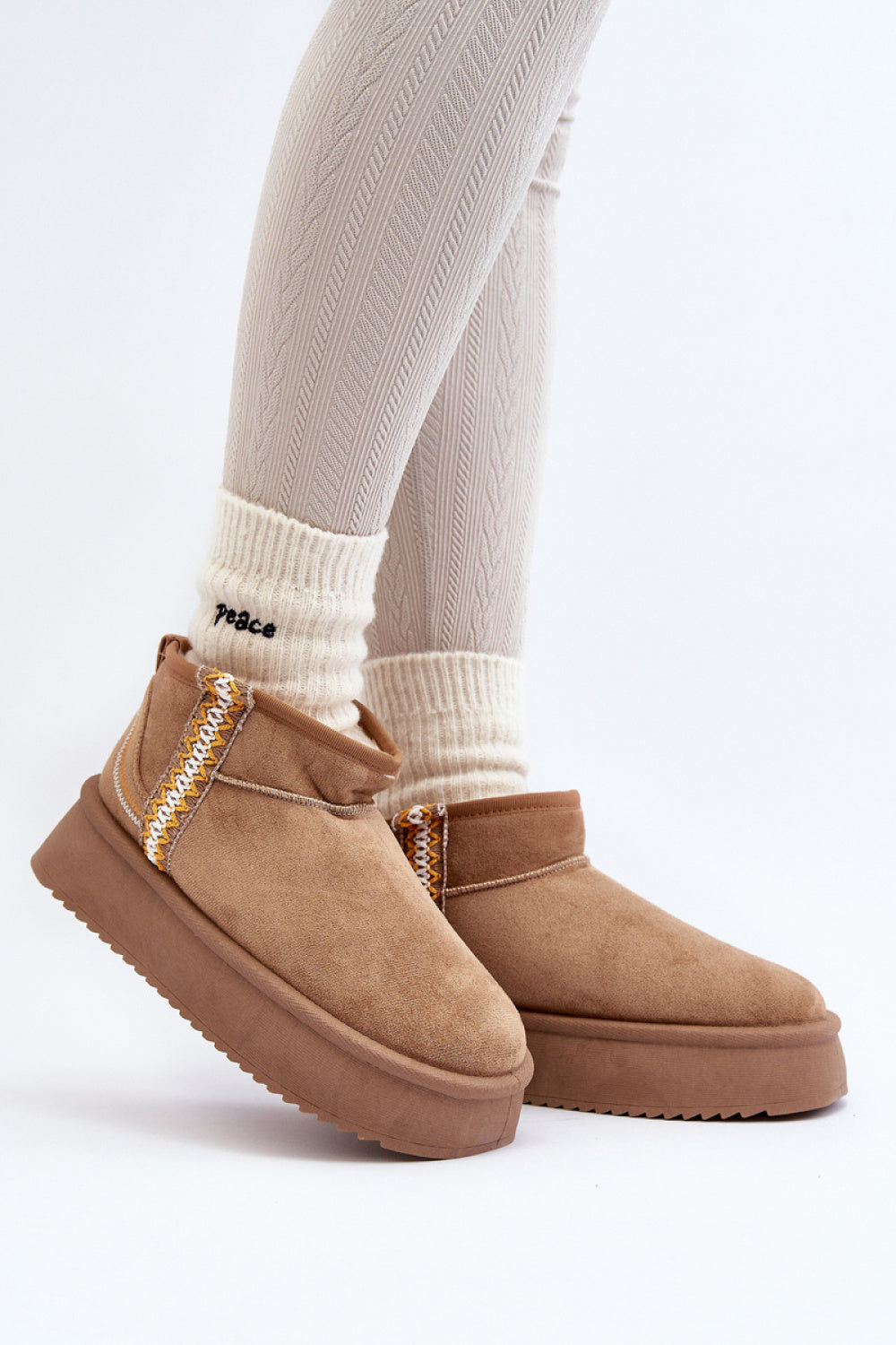 Step In Style Udra Light Brown Faux Suede Platform Snow Boots