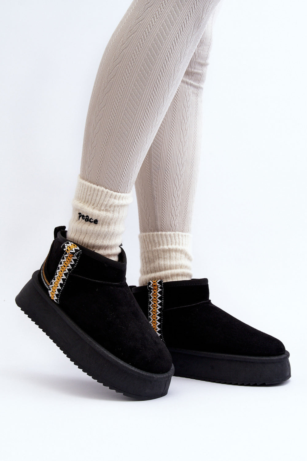 Step In Style Udra Black Faux Suede Platform Snow Boots
