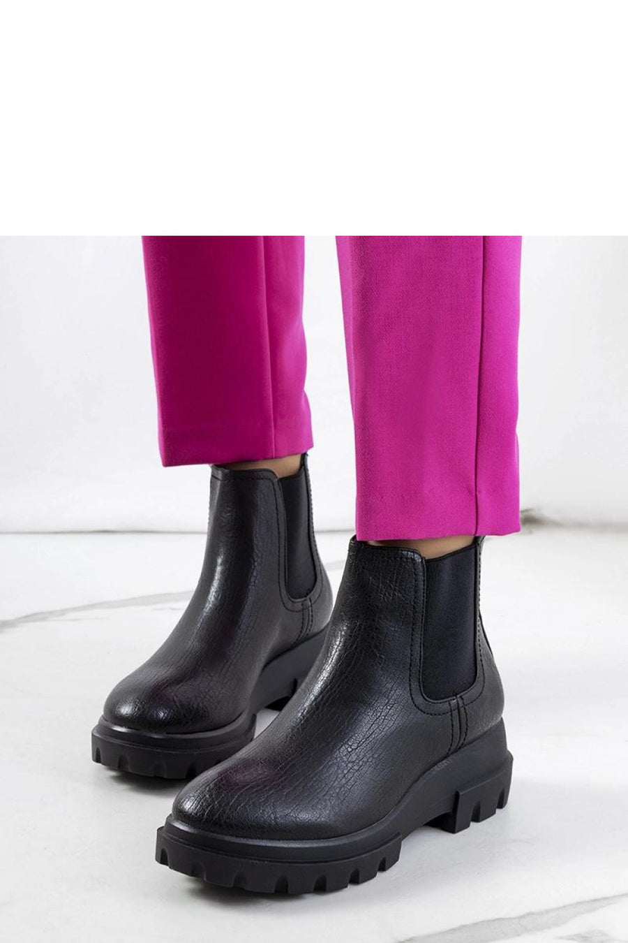 Solea Black Faux Leather Chelsea Boots