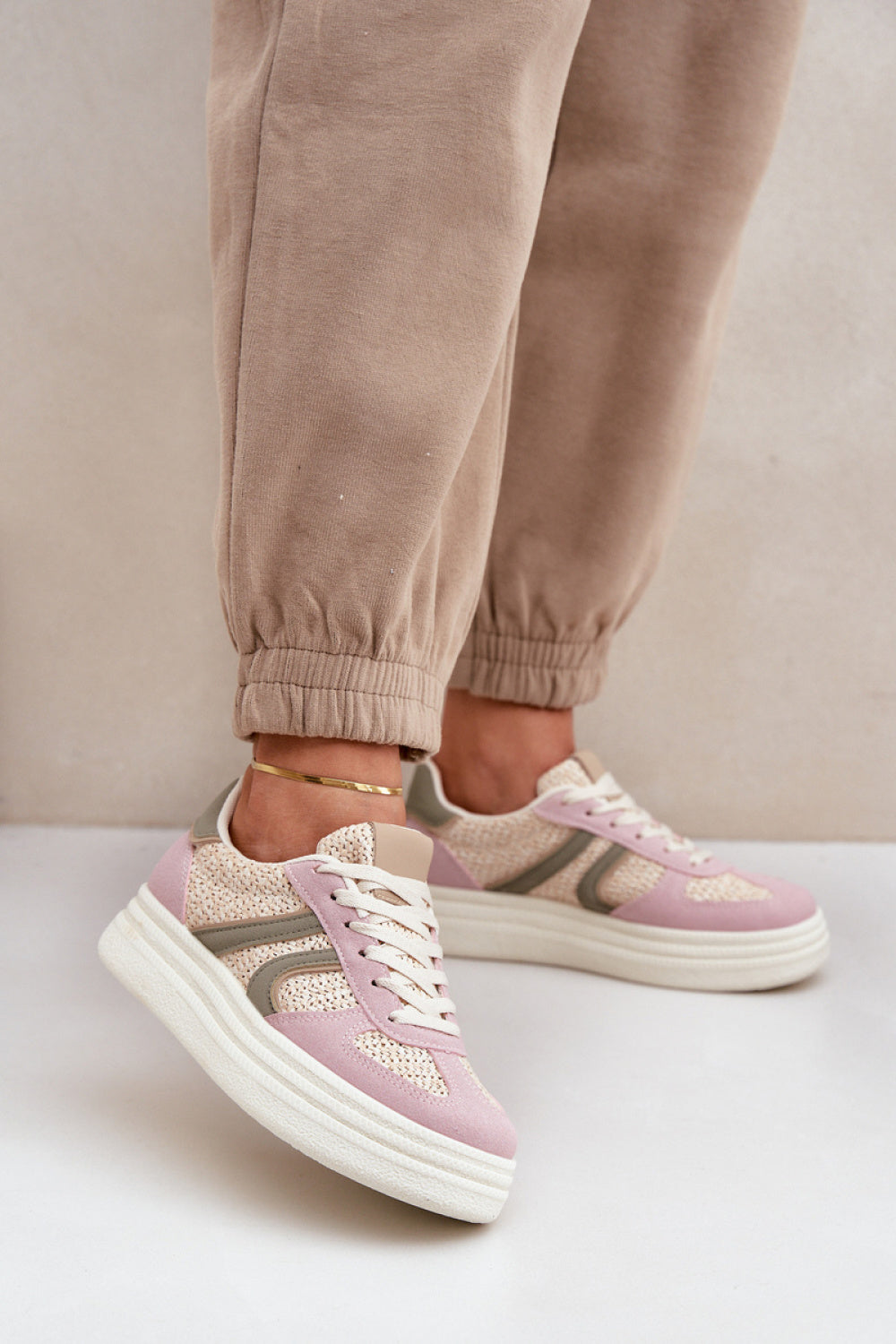 Step In Style Multicolour Platform Trainers with Round Toe