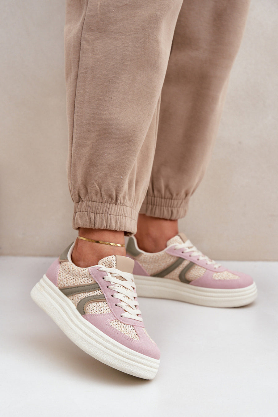 Step In Style Multicolour Platform Trainers with Round Toe