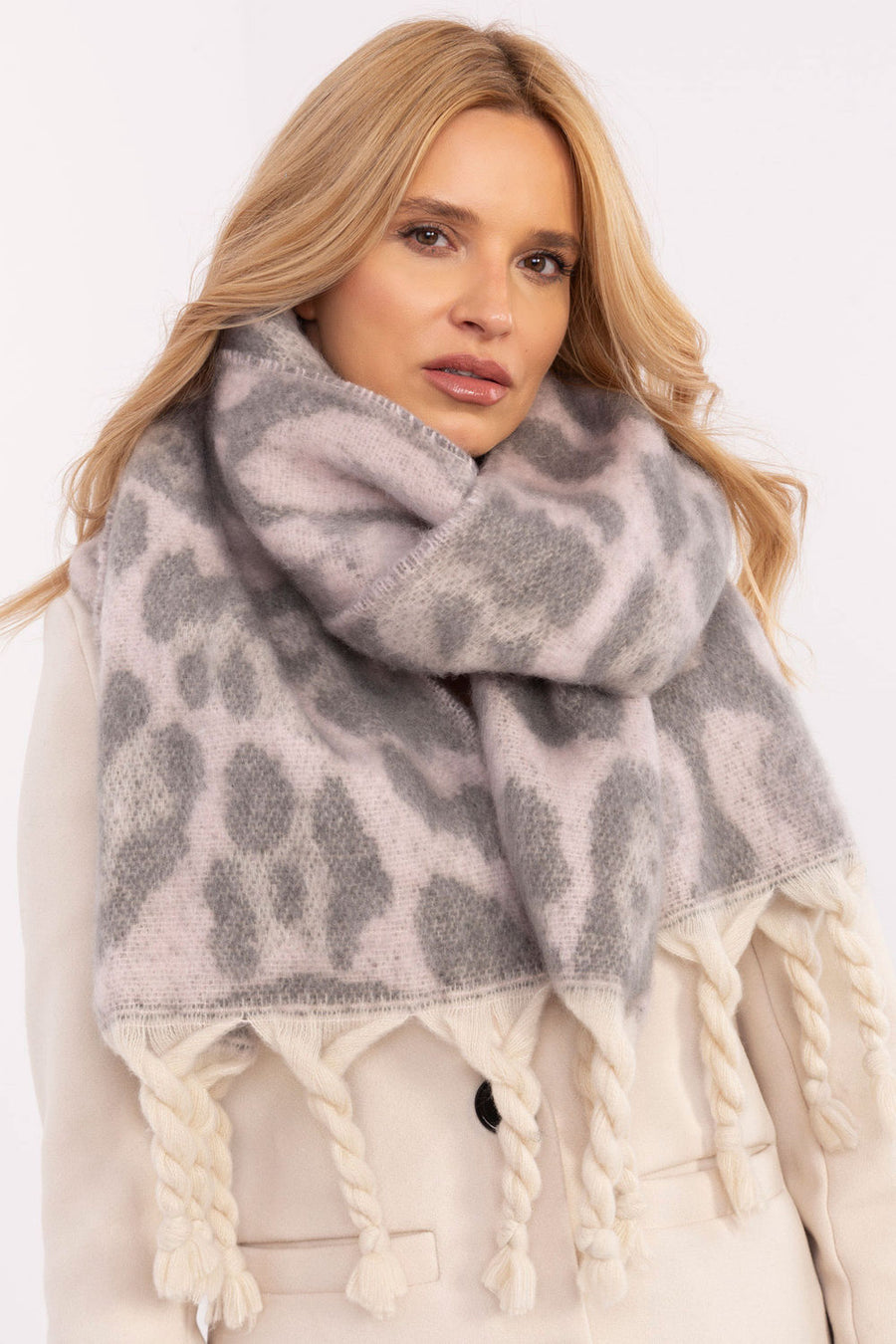 AT Light Pink Fringed Shawl