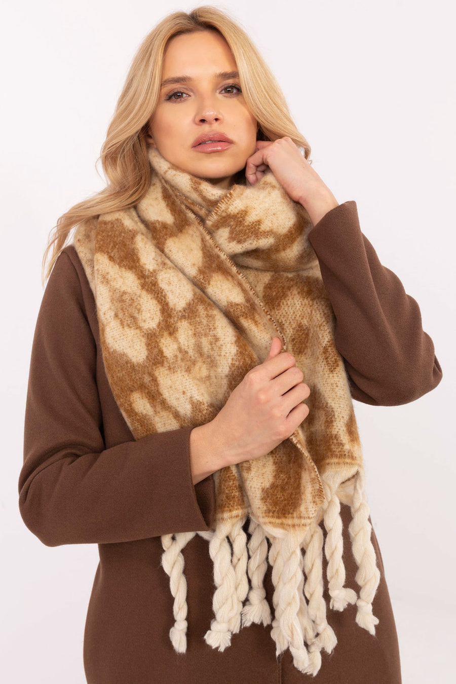 AT Beige Fringed Shawl