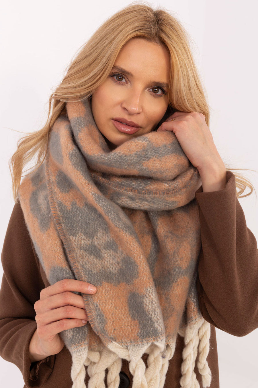 AT Orange Fringed Shawl