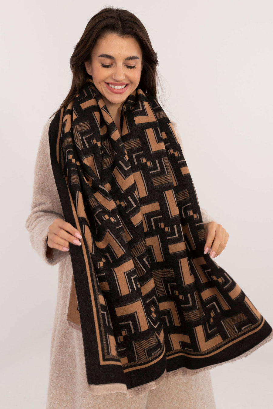 AT Black Fringed Shawl