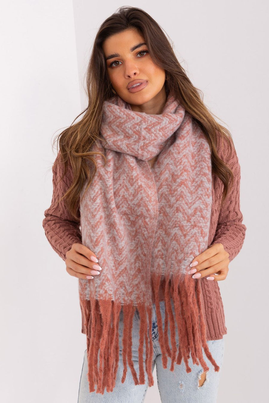 AT Dark Orange Draped Shawl