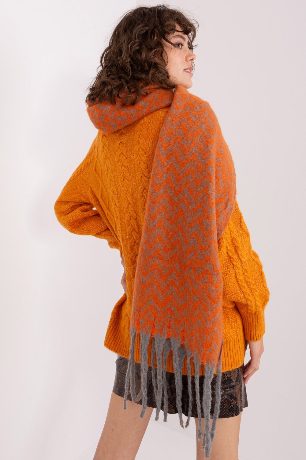 AT Light Orange Shawl - view 2