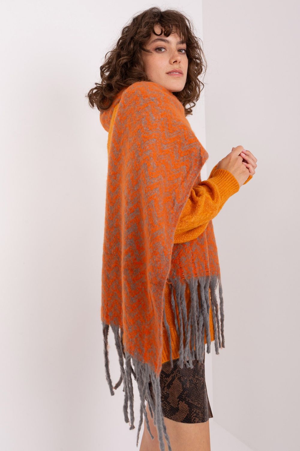 AT Light Orange Shawl - view 3
