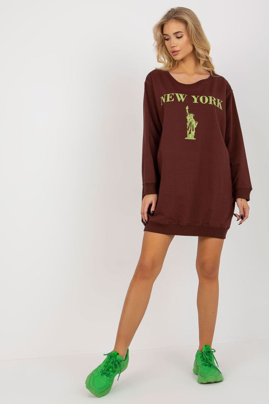 Factory Price Dark Brown Oversized Long Sleeve Sweatshirt