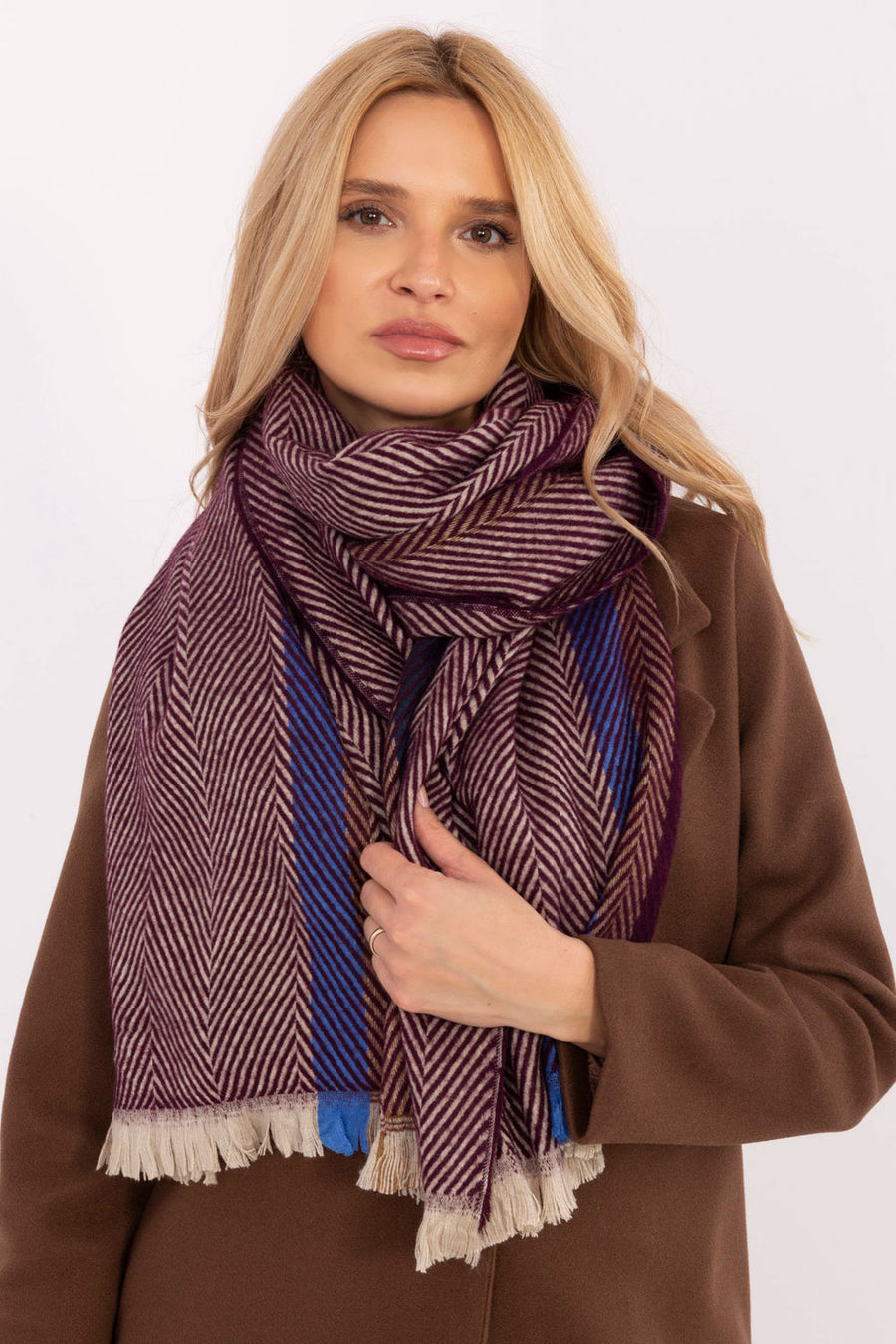 AT Burgundy Striped Shawl