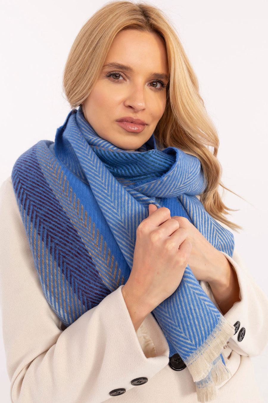 AT Blue Striped Shawl