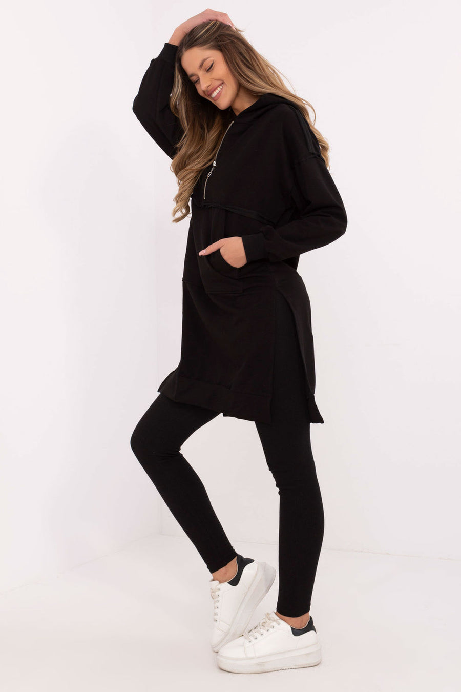 Factory Price Black High Waisted Long Sleeve Cotton Co-Ord Set