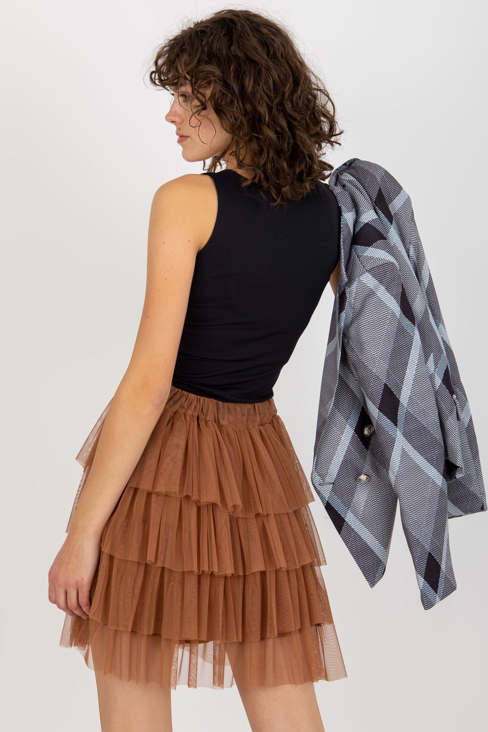 Och Bella Light Brown Mesh Mini Skirt - view 3