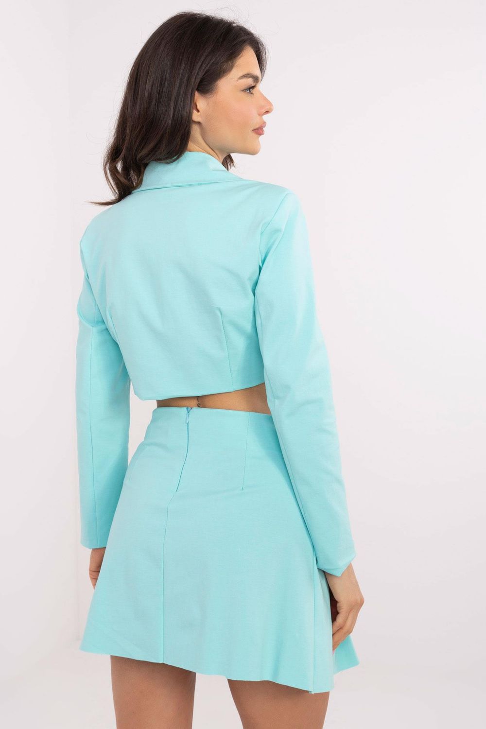 Italy Moda Mint Pleated Cotton Mini Skirt - view 3