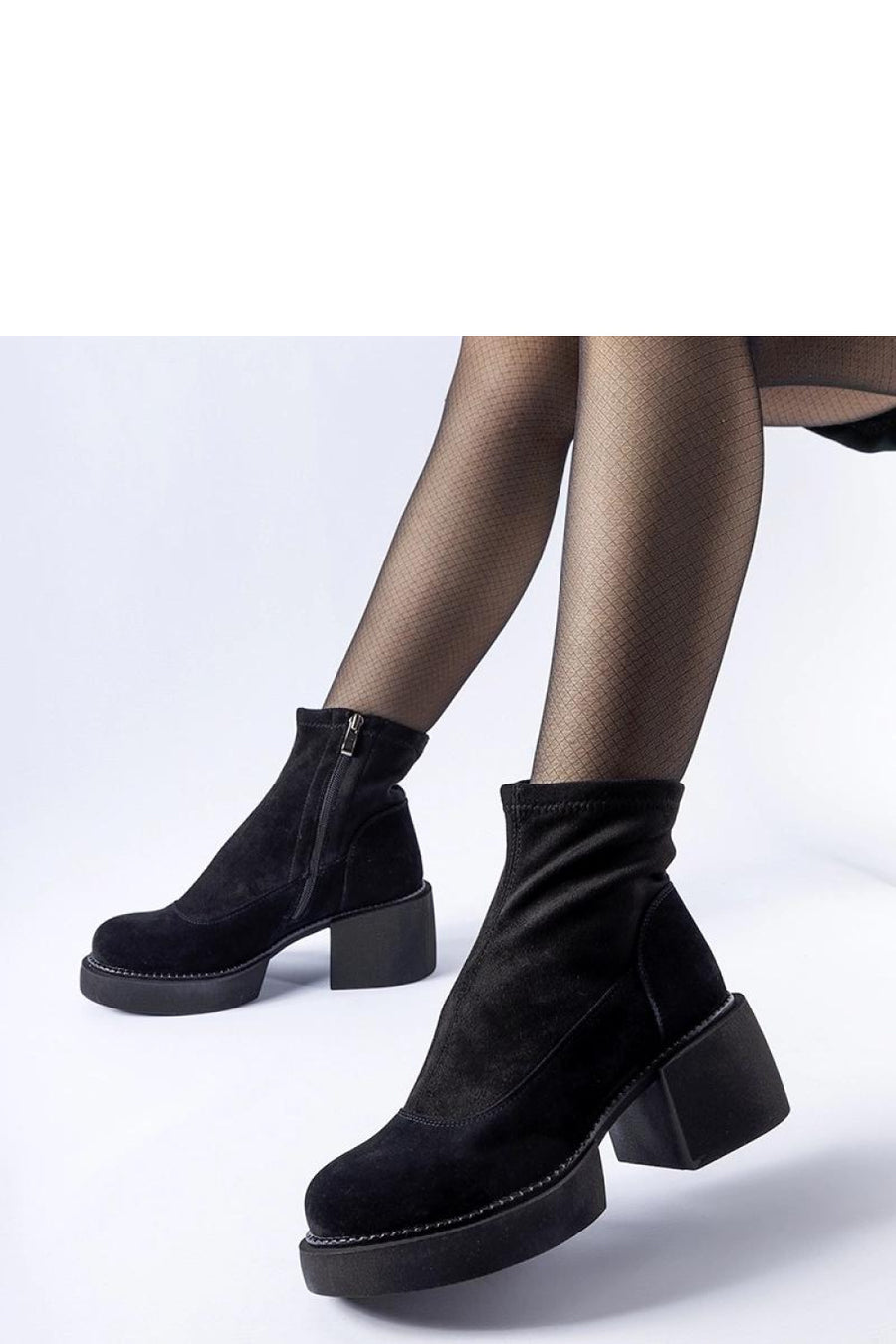 Solea Black Leather Warm Lined Heeled Ankle Boots