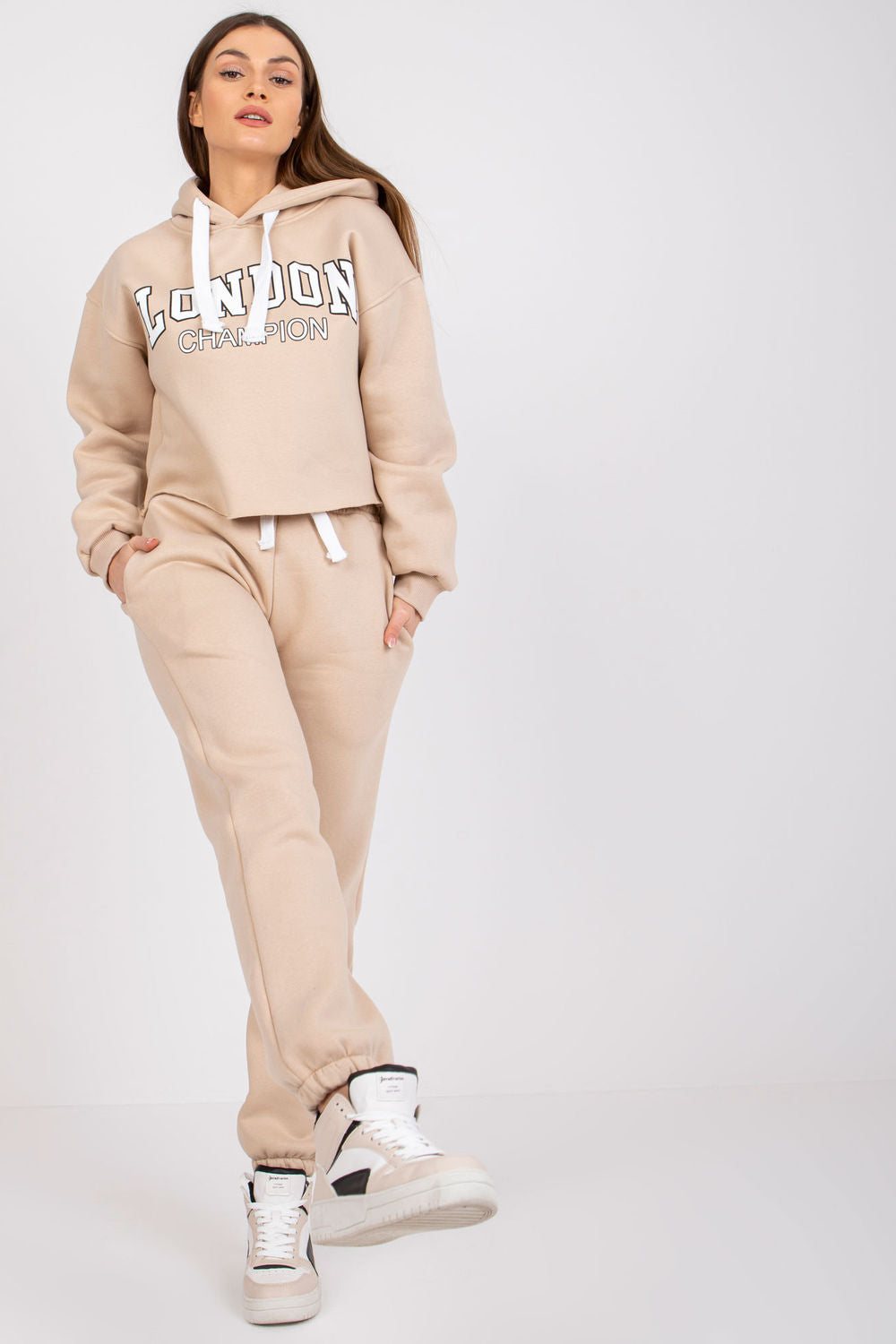 Ex Moda Beige High Waisted Cotton Co-Ord Set