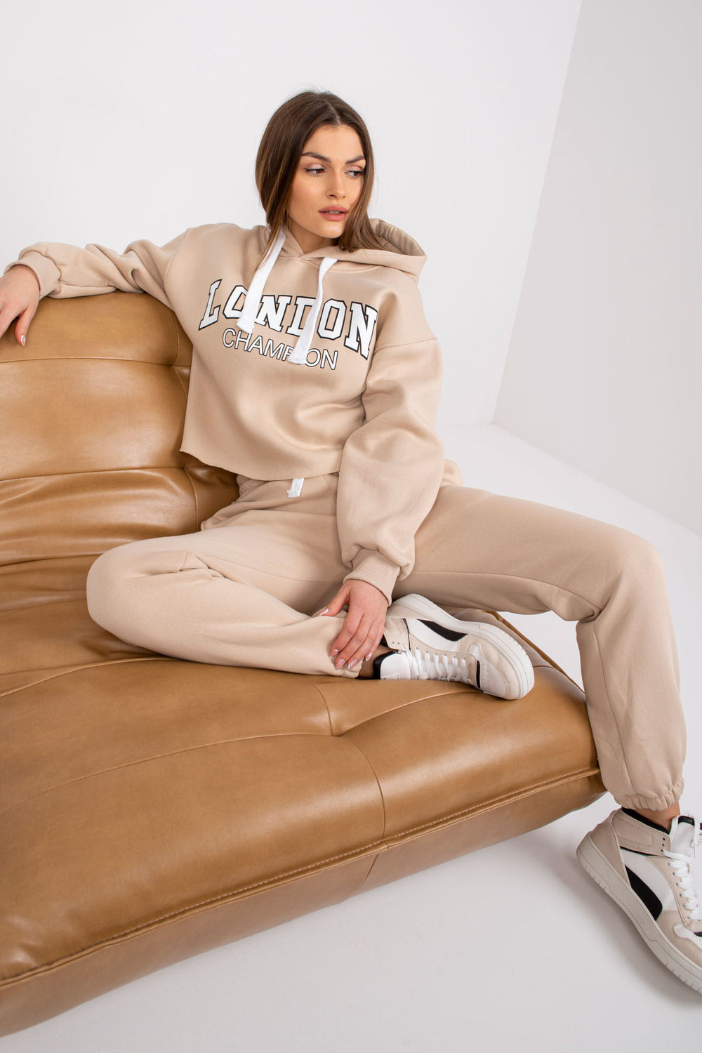 Ex Moda Beige High Waisted Cotton Co-Ord Set - view 4