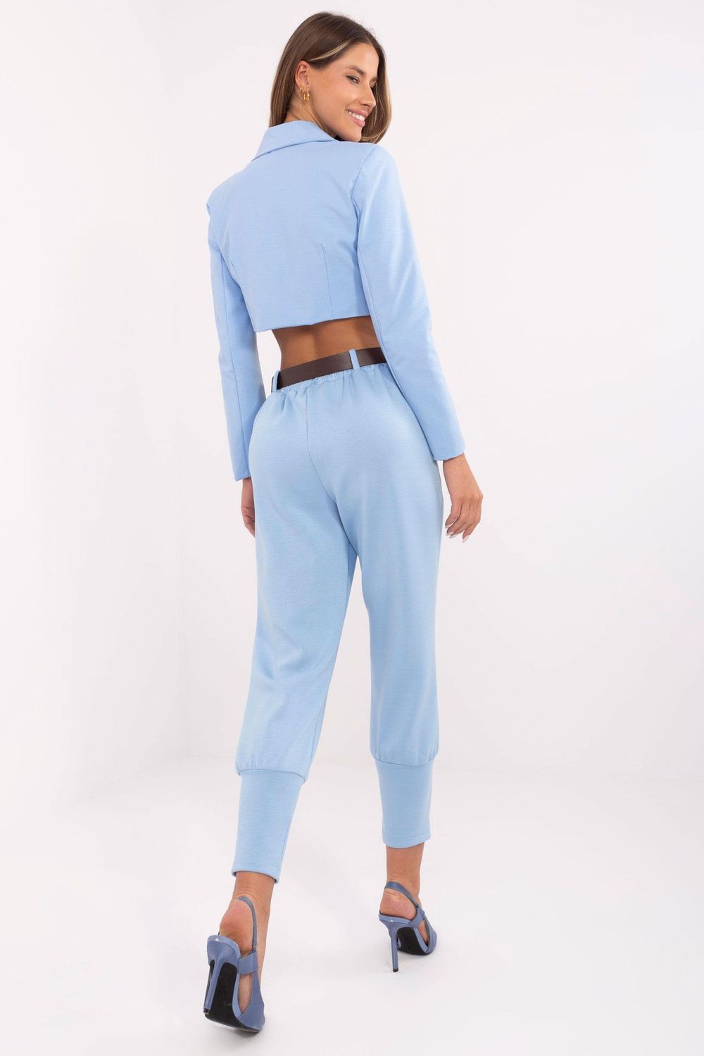 Italy Moda Light Blue High Waisted Joggers - view 3