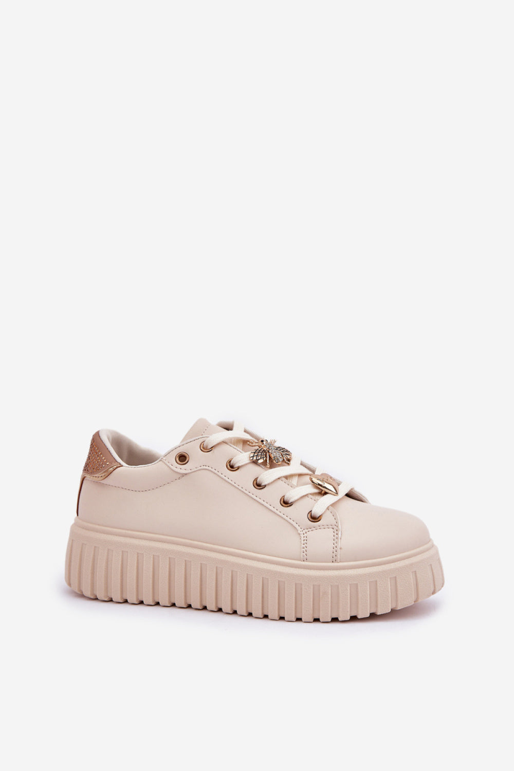 Step In Style Beige Faux Leather Platform Trainers - view 2