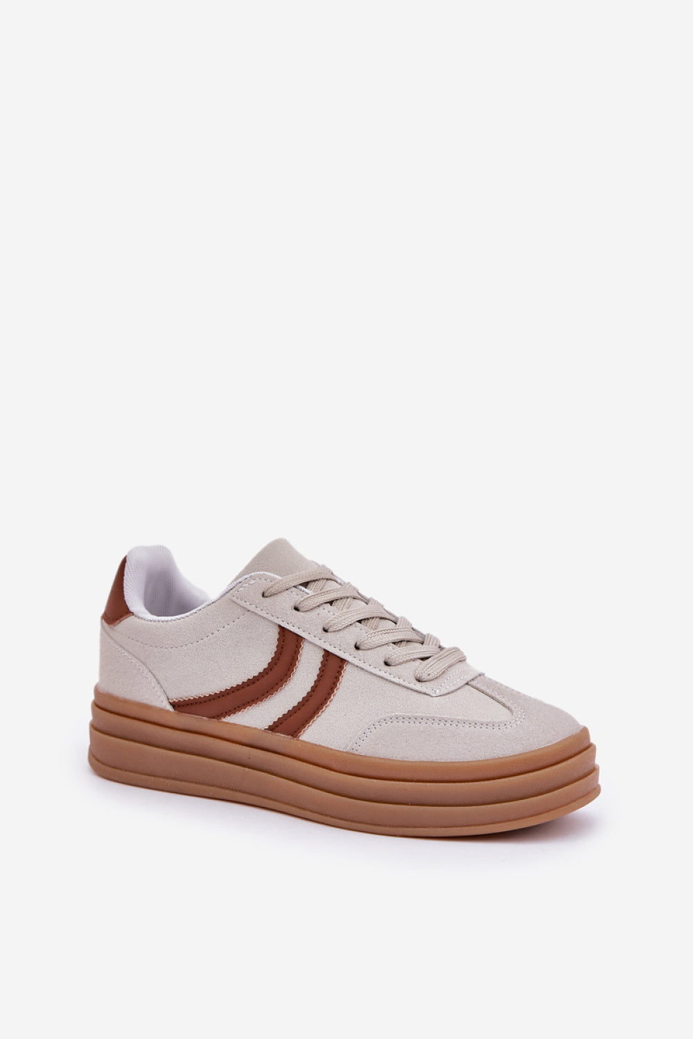 Step In Style Grey Faux Suede Platform Trainers - view 2