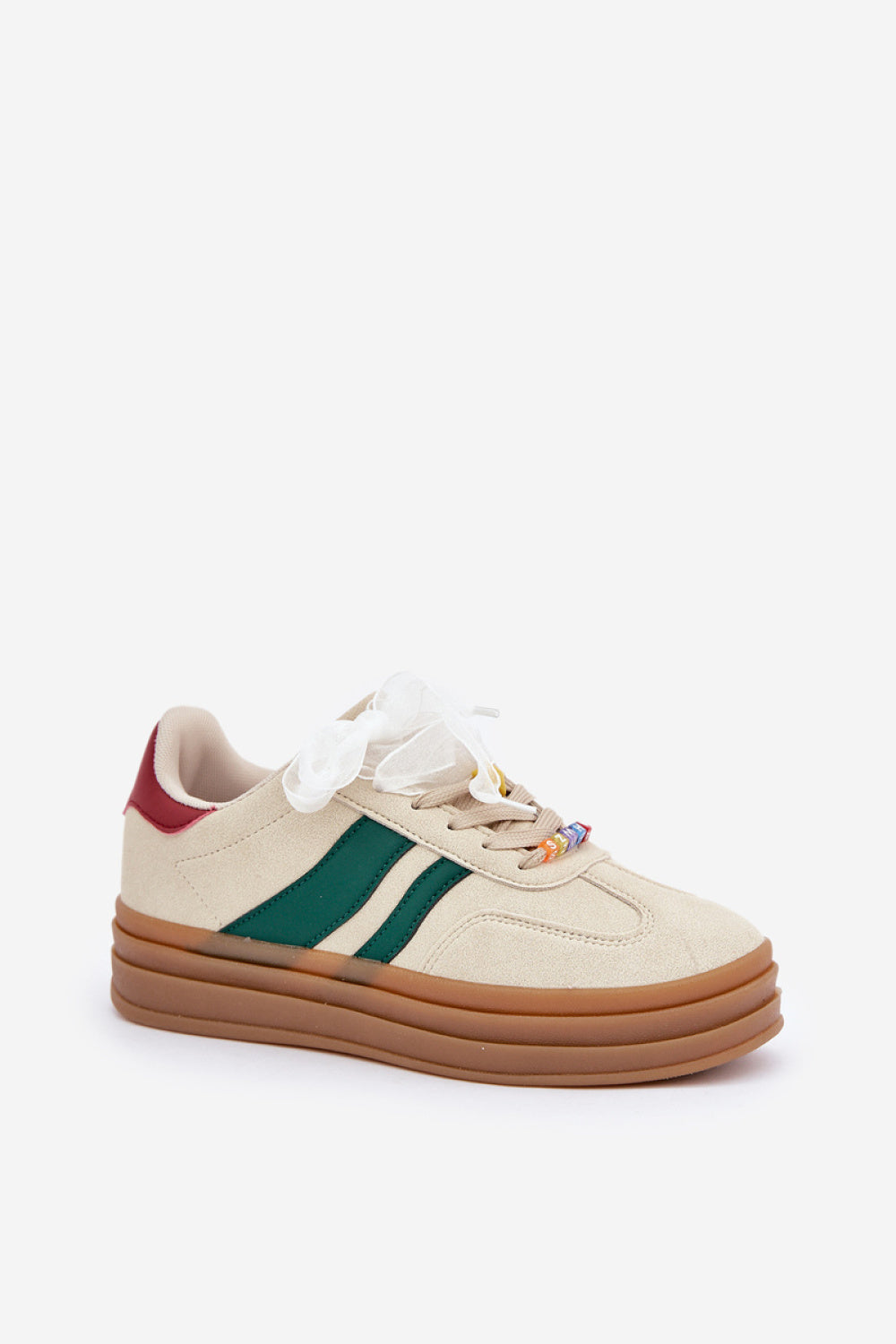 Step In Style Beige Faux Suede Platform Trainers - view 2