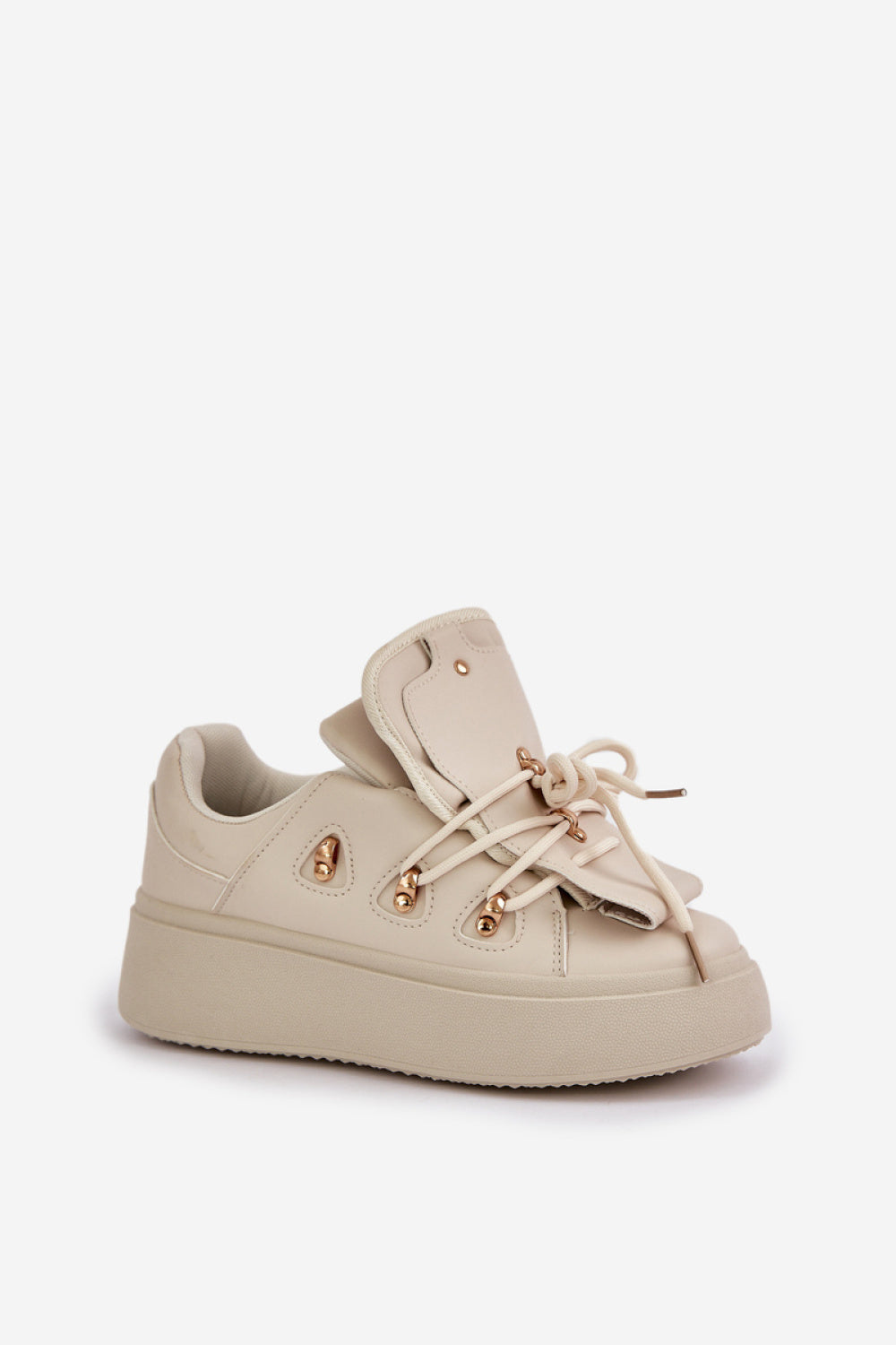 Step In Style Beige Faux Leather Platform Trainers - view 2
