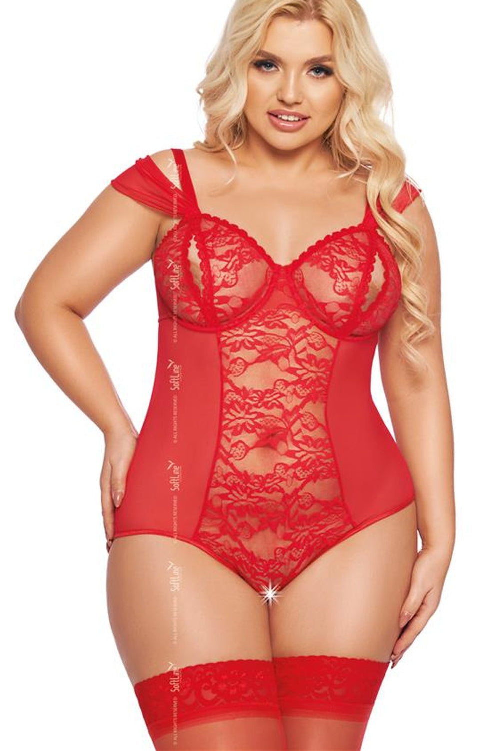 SoftLine Collection Dora Red Floral Bodysuit