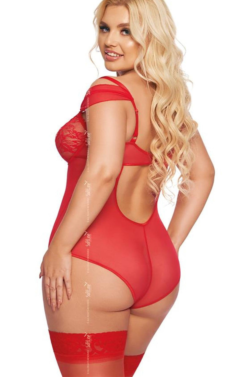SoftLine Collection Dora Red Floral Bodysuit - view 2
