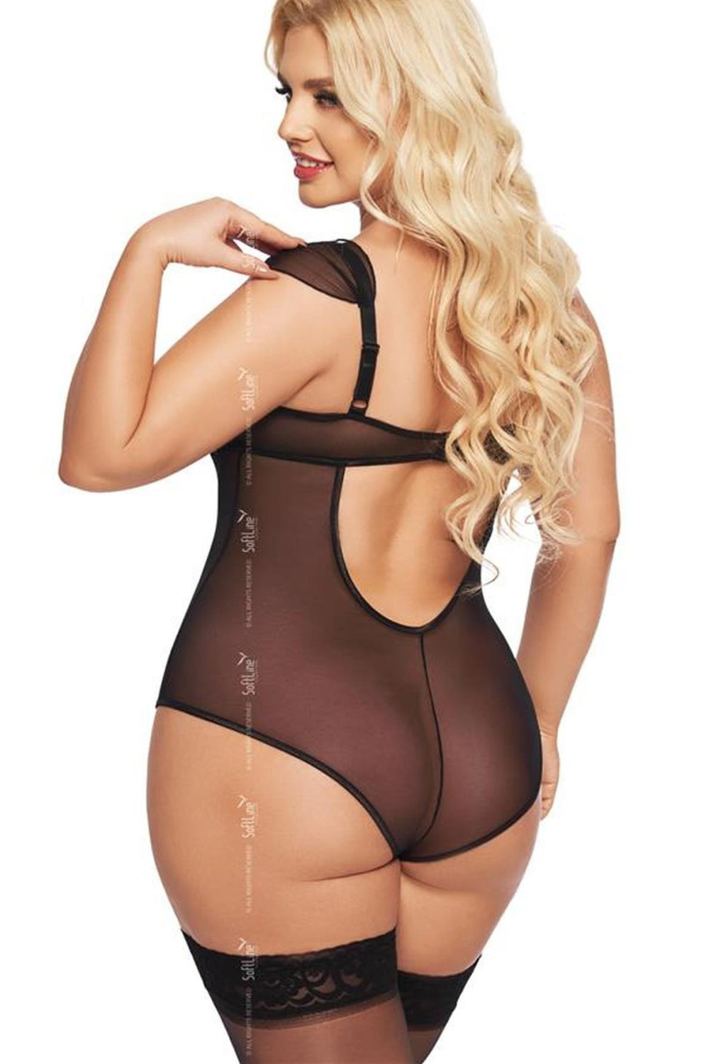 SoftLine Collection Dora Black Floral Bodysuit - view 2