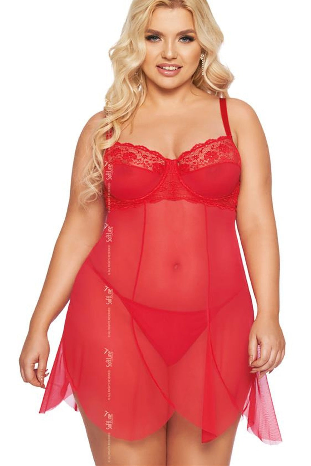 SoftLine Collection Carla Red Lace Sexy Lingerie Set
