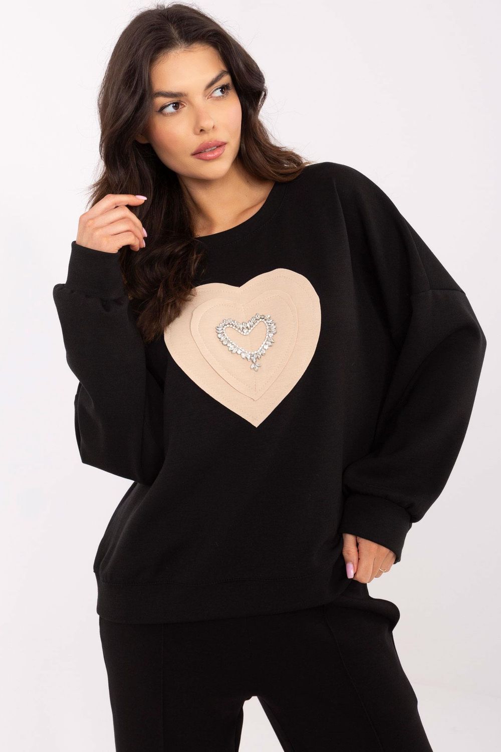 Italy Moda Black Long Sleeve Sweatshirt