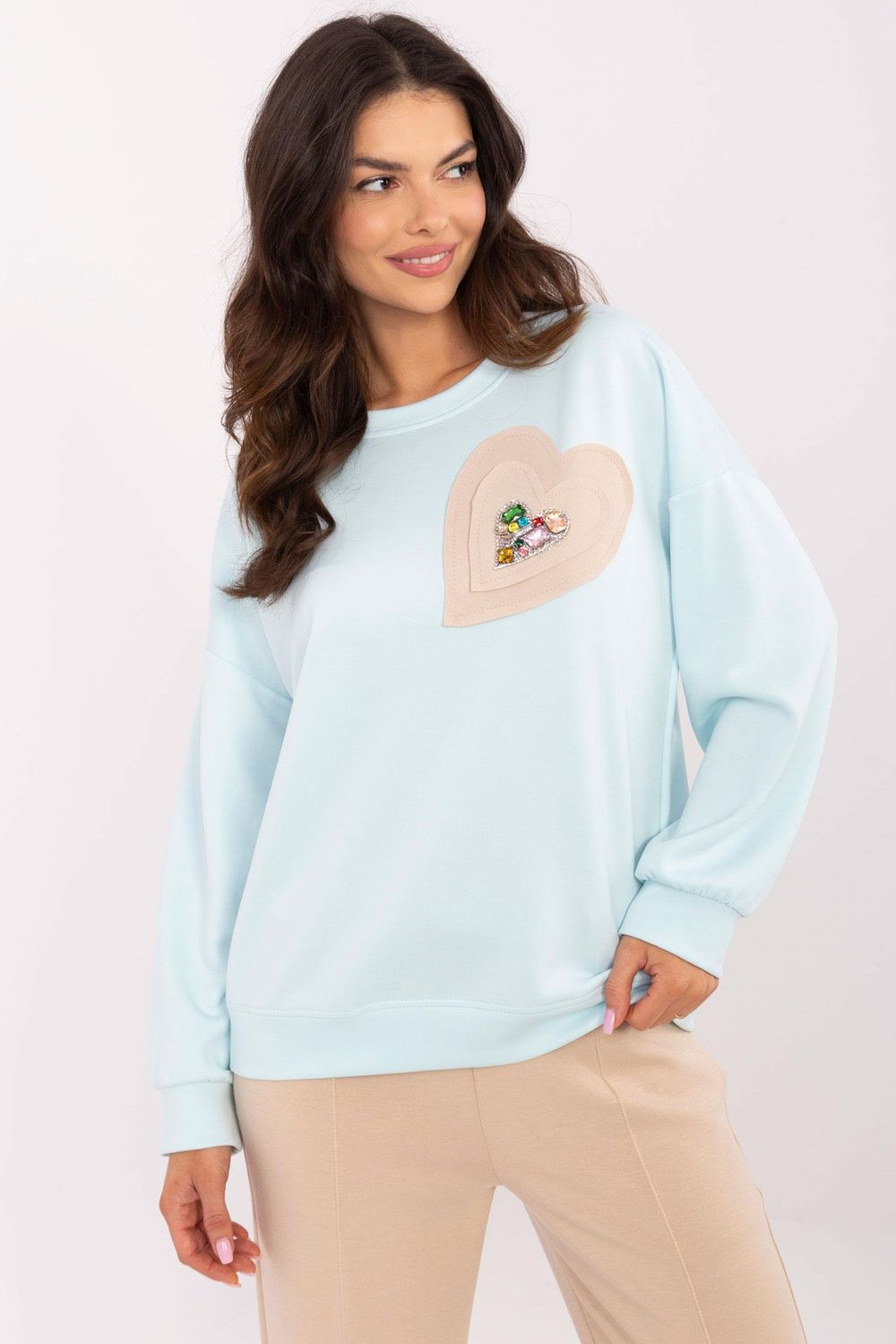 Italy Moda Light Blue Long Sleeve Sweatshirt
