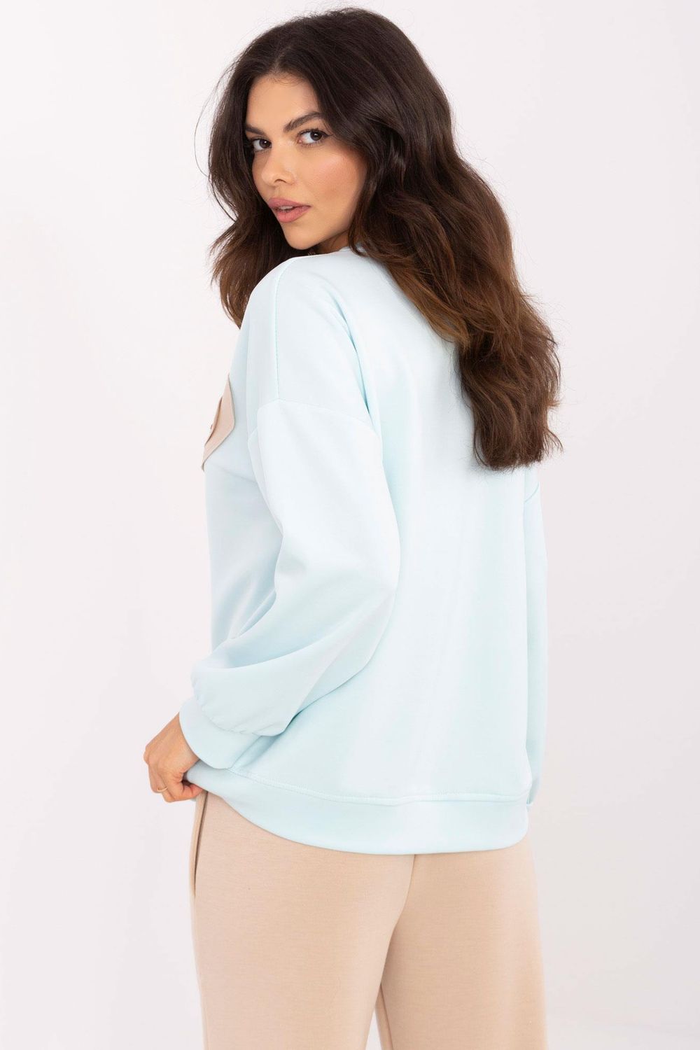 Italy Moda Light Blue Long Sleeve Sweatshirt - view 3