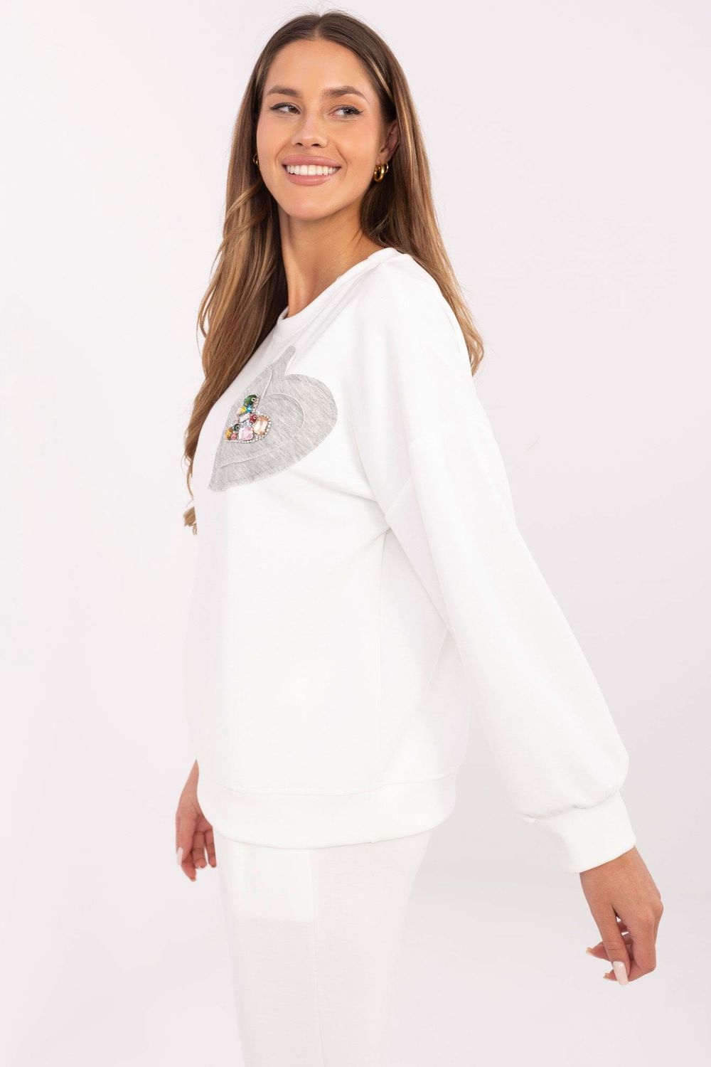 Italy Moda Ecru Long Sleeve Sweatshirt - view 2