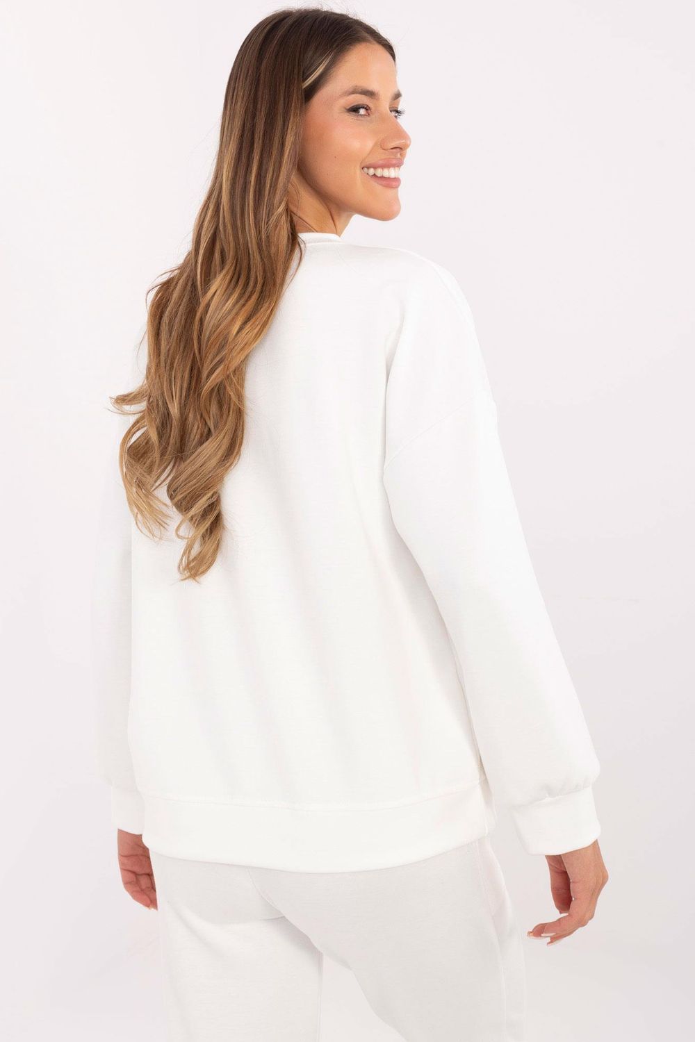 Italy Moda Ecru Long Sleeve Sweatshirt - view 3