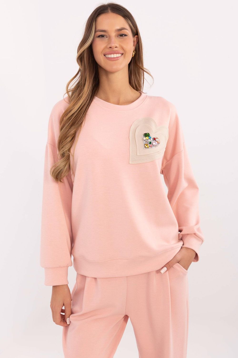 Italy Moda Peach Long Sleeve Sweatshirt