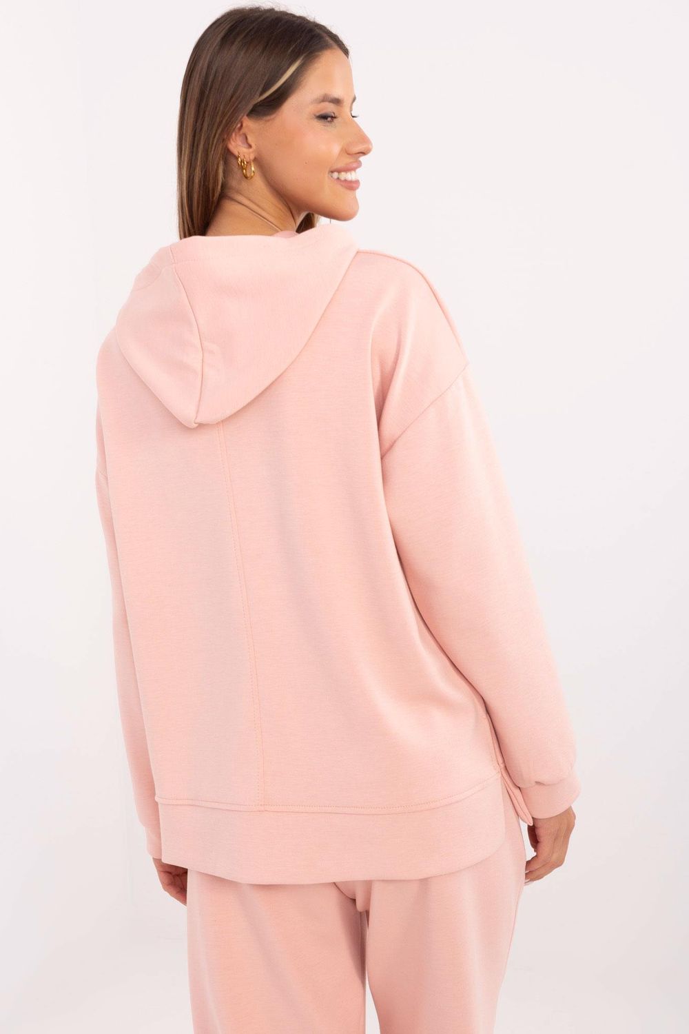 Italy Moda Peach Hooded Long Sleeve Sweatshirt - view 3