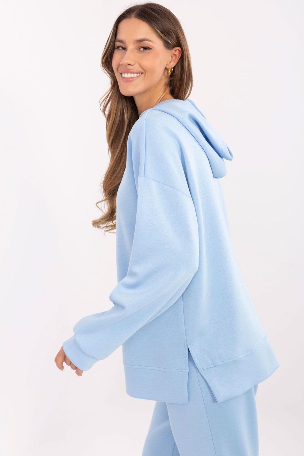 Italy Moda Light Blue Hooded Long Sleeve Sweatshirt - view 2